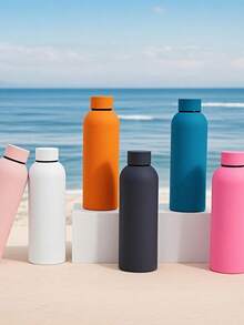 17oz/500ml Matte Stainless Steel Water Bottle, Leakproof Insulated Flask With Dust-Proof Cap, Reusable Travel Cup, Minimalist Drinkware With 10 Color Options For Office, School, Gym & Daily Hydration - Multicolor - View 4