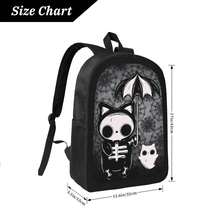 Unisex Fashion Cute Weird Style Printed 17 Inch Campus Backpack, Student Backpack, Laptop Bag, Large Capacity Business Travel Hiking Backpack, Travel Backpack, Outdoor Travel Bag, Student School Multi-Compartment Versatile Casual Backpack, Business Commute Travel Essential - Black - View 4
