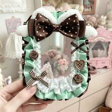 1pc Handmade Collectible Card Sleeve, 3-Inch Idol Card Storage Protector, Compatible With Instax, Anime Photo, Plush Ear Heart Lace Button Polka Dot Bow Ruffle Card Holder, Lolita Card Frame, Transparent PVC Scratch-Resistant Dust-Proof Protective Shell - A - View 6