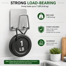 2/4pcs Stainless Steel Kitchen & Bathroom Storage Set - Kitchen Sink Drain Rack, Cutting Board & Pot Lid Organizer, Bathroom Sponge Hook Rack, Cleaning Supplies Storage Rack With Hooks, Wall-Mounted Scale Holder, No-Drill Wall-Mount Design, Damage-Free Adhesive Installation, Durable Stainless Steel Material, Space-Saving Organizer, Suitable For Bathroom And Home Gym, Stylish Design, Sturdy Structure - Multicolor - View 7