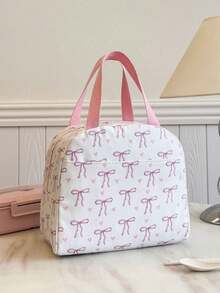 Student Portable Insulated Lunch Bag, Thickened Cute Fruit Lunch Tote With Bow And Heart Pattern - Multicolor - View 7