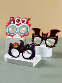 Gafas de papel para fiesta de Halloween, set de 8 piezas de gafas divertidas, que incluyen patrones de calabaza, fantasma, calavera, araña y murciélago; accesorios para fotos, regalos para fiesta de Halloween, suministros para Halloween truco o - Multicolor - Ver 6