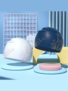 1 Buah Topi Renang Silikon Wanita Modis dengan Pelindung Telinga Elastis yang Pas dengan Kontur Kepala, Nyaman dan Lembut Saat Dipakai, Kapasitas Besar, Pencetakan Definisi Tinggi - MultiWarna - View 4