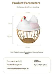 1‑Pack Metal Wire Egg Storage Basket, Countertop Fresh Chicken Egg Holder Organizer Holds Up To 24 Eggs, Rustic Kitchen Storage Container For Farm Eggs, Household Pantry And Dining Table Decor Display - Multicolor - View 5