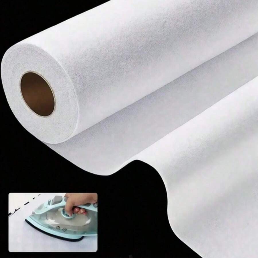 Lightweight Iron-On Non-Woven Fusible Interfacing: 12in X 32yd Non-Woven Interfacing Iron On Polyester Single-Sided Interfacing For DIY Crafts Supplies,Suitable For Sewing And Crafting, For Garments, Bags And Home Decor - Multiple Styles - View 1