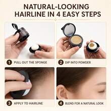 ikt Hairline Contour Powder Portable Hair Filler Powder With Built-In Sponge Brush, Suitable For Hairline, Sideburns And Sparse Areas On Top Of Head, Quickly Create Natural Thick Visual Effect, Unisex, Suitable For Daily Commute, Dating, Travel And Wig Styling, Hair Styling Tool - Multicolor - View 3