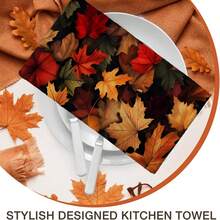 2/4/48pcs Autumn Series Colorful Maple Leaf Print Kitchen Towels - Ultra Soft, Highly Absorbent Polyester Dishcloths And Hand Towels, Perfect For Holiday Decor, Kitchen Decor, Party Decor. - Multicolor - View 8