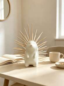 Nordic Style 3D Hedgehog Toothpick Holder, Cute Animal Toothpick Storage Organizer, Creative Practical Tabletop Decor Ornament For Home And Restaurant - White - View 8