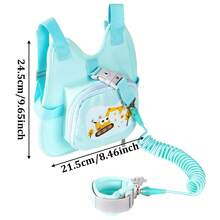 1pc Cartoon Baby Anti-Lost Backpack With 2m Leash, Breathable Adjustable Shoulder Straps, Polyester Material, Designed For Boys And Girls Children Anti-Lost Rope And Safety Wrist Strap Category: Safety Leash, Traction Strap - Multicolor - View 2