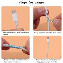 5pcs Random Color Spiral Cable Protector, Charger Cable Protector Data Cable Protector Sleeve Charger Cover, Earphone Cable Protector Suitable For Phone Earphone USB Data Cable Charger Protector Sleeve, Cable Sleeve - Multicolor - View 11