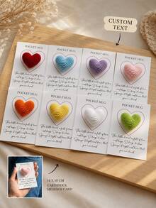 Customized Text Pocket Embrace Card, Crochet Heart-Shaped Pattern, Personalized Small Pocket Embrace Gift, Hand-Woven Heart-Shaped Commemorative Card, A Gift To Encourage And Comfort Friends. - Multicolor - View 1