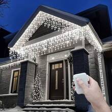 Christmas LED Fairy Waterfall Lights, Battery Powered, 8 Lighting Modes, Window Icicle Lights, New Year Party, Wedding, Bedroom, Living Room, Atmosphere Hanging Decoration Lights - Battery-operated Icicle String Lights - View 3