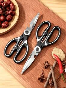 Tijeras de cocina afiladas de acero inoxidable multifuncionales, cuchillo plegable de bolsillo, juego de cuchillos, accesorios de cocina, adecuados para Acción de Gracias y Navidad, artículos esenciales para camping, almacenamiento y organización de cocina, juego de vajilla, decoración del hogar de otoño, bandeja - Multicolor - Ver 8