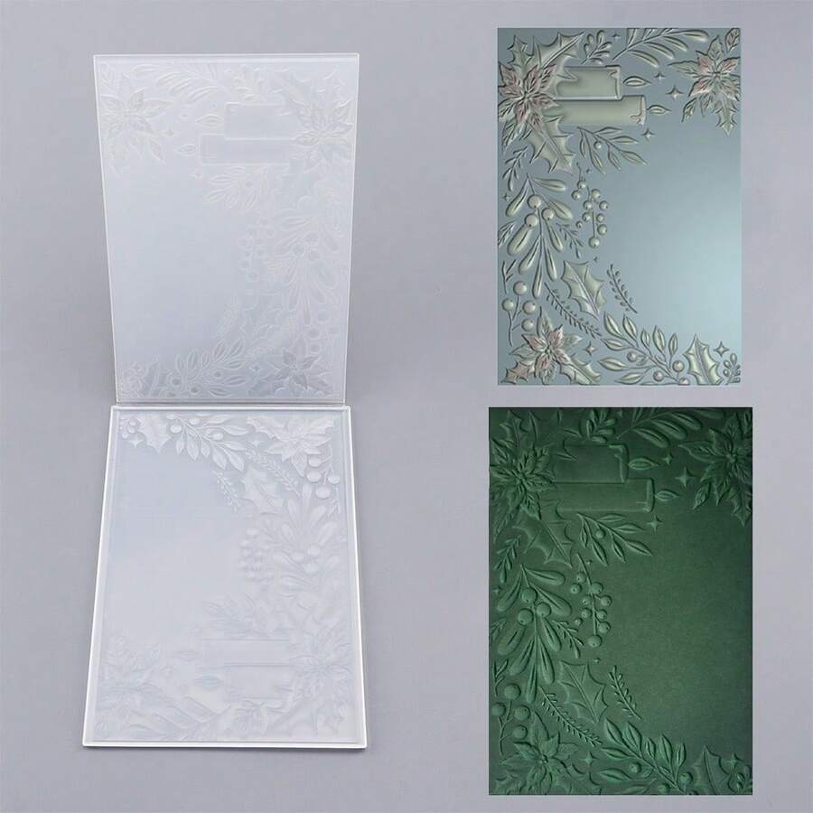 1件 3D壓花模版,DIY剪貼簿用品,花卉蠟燭圖案塑膠壓花模版,適用於卡片製作、剪貼簿及其他紙藝手工 - 彩色 - 查看 1