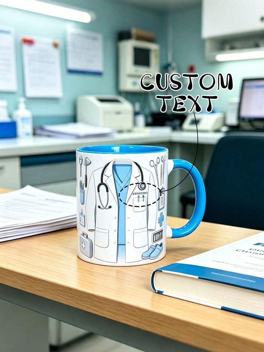 Custom 2D Ceramic Mug, Personalized Doctor Set Design And Custom Name, Suitable For Male Doctor's Coffee Cup, Can Add Your Own Logo, Photo And Text, First Choice For Christmas, Thanksgiving Or Birthday Gift
