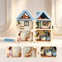Mainan Balok Bangunan Mini Mewah 922pcs, Mainan Penghilang Stres dan Kecemasan untuk Dewasa, Set Permainan Dewasa yang Menyenangkan, Puzzle Pemandangan Rumah Kreatif, Hadiah Ulang Tahun yang Sempurna, Model Bangunan Vila yang Indah (Termasuk Stiker), Dekorasi Meja dan Kamar Tidur yang Cantik - MultiWarna - View 7