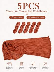 Country Style Cheesecloth Table Runner, Multiple Colors Available, Soft Semi-Transparent Gauze Table Decor, Natural Crinkle Texture, Long Flowing Tablecloth, Suitable For Wedding Receptions, Birthday Parties, Banquets, Restaurants And Home Event Decoration - Style a - View 13