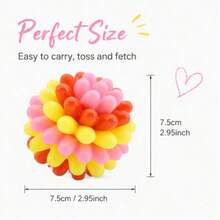 1pc Colorful Bumpy Dog Chew Ball Toy, Elastic Interactive Puppy Play Toy, Suitable For Fetch, Chase And Solo Play, Ease Pet Anxiety, Bring Happy Playtime For Dogs Indoor & Outdoor - Pink - View 2