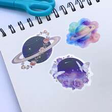 50Pcs Clear Galaxy Stickers, PET Transparent Universe Planet Nebula Decals, Journal & Daily Items DIY Decor Stickers - 50pcs/set - View 6
