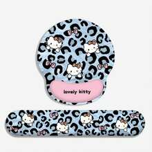 SANRIO 1pc Leopard Cartoon Print Wrist Rest Mouse Pad Keyboard Tray Set, Slow Rebound Memory Foam Wrist Pad To Reduce Wrist Pressure, Non-Slip Stable Base Compatible With Various Computer Desktops, Suitable For Home Office Dorm Online Classes Gaming, Cute Print Design Decorates Desktop, Practical Computer Peripheral Wrist Protection - 1 Pc - View 3