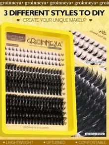 GROINNEYA Large Capacity 233PCS Thick Dramatic Cluster Lashes Fluffy Soft Individual Lashes 10-20mm Mix Length Lash Clusters 2-IN-1 Upper Lash Set For DIY Lash Extension,Glam Volume Fake Lash Clusters,Suitable For Random Makeup,Travel Essential - C - View 4