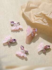 10pcs Ice Crystal Butterfly Nail Art Charms Handmade Rhinestone White Powder Crystal Nail Decor, Suitable For Nail Art Embellishment And Resin Craft Decoration, Random Color - Multicolor - View 9