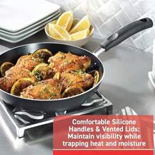 T-Fal Signature Nonstick Pots And Pans Set 12 Piece, Oven Broiler  350F, Kitchen Cookware Set W/Fry Pans, Saucepans, Saute Pan, Dutch Oven, Griddle, Kitchen, Home, Dishwasher , Black - View 5