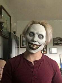 2 Buah Set Topeng Zombie Halloween - Desain Dua Sisi Badut Horor & Setan, Cocok untuk Cosplay/Pesta Rumah Hantu - MultiWarna - View 3