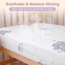3 pièces Drap de lit et housse de matelas en coton mignon de dessin animé pour bébé, drap de matelas de lit de bébé respirant et doux, protecteur de matelas pour enfants, ensemble de remplacement de literie pour garçon & fille, plusieurs tailles disponibles - 3 pièces - Voir 8