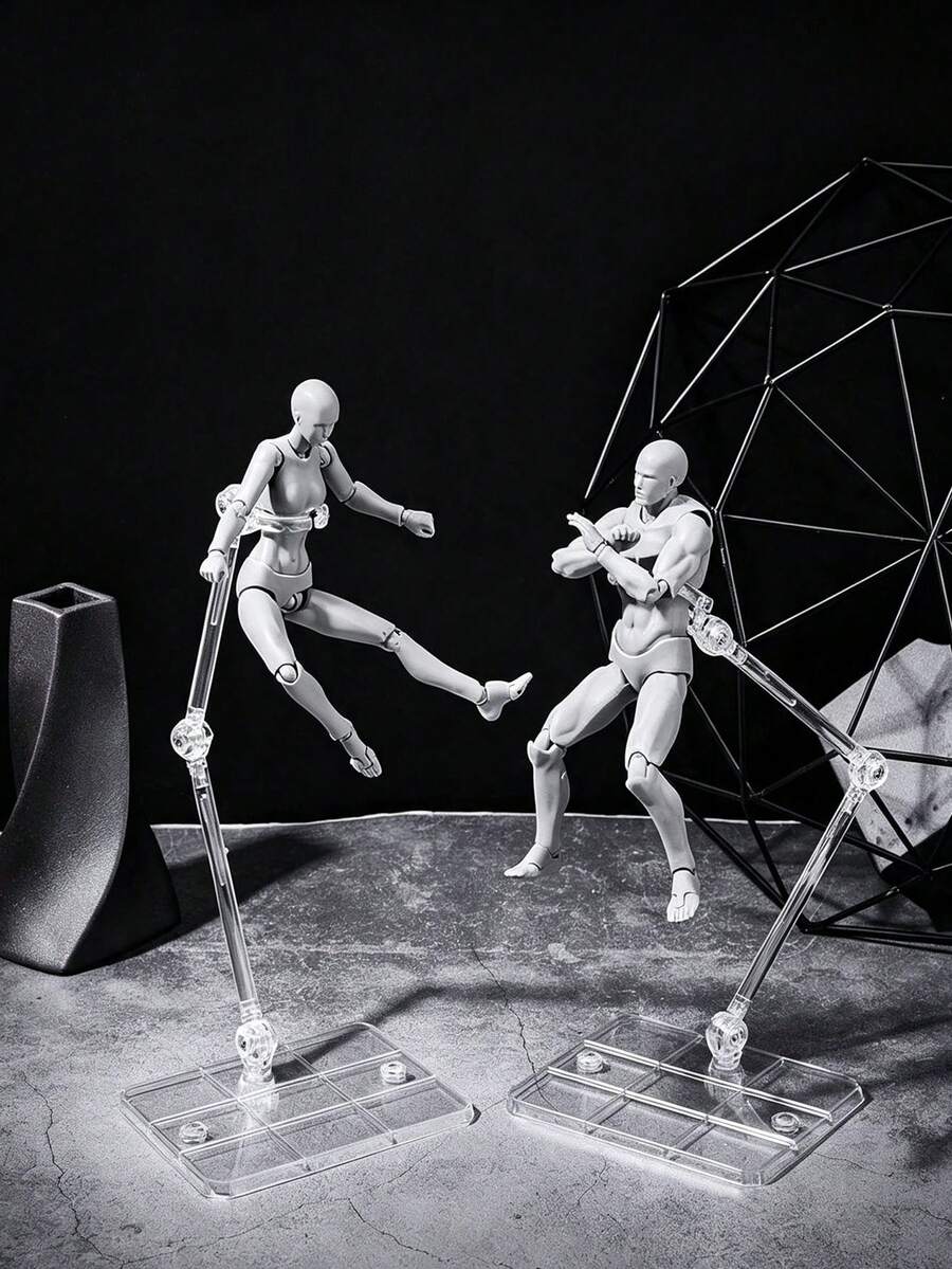 12pcs/Set Stand Pose Transparan yang Dapat Diatur untuk Figur Aksi Koleksi - Sendi Fleksibel, Stand Pajangan Plastik Tahan Lama untuk Pose Dinamis dan Dekorasi Rumah/Kantor - A - View 1