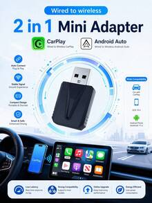 XUDA 2026 New 2-In-1 Wireless Car Smart Box, CarPlay & Android Auto Mini Adapter, Carplay Converter, Fast Auto Connection, No Delay, Compact & Elegant Smart Box, Wired To Wireless, Fashionable & Portable, With USB/USB-C Ports - A - View 2