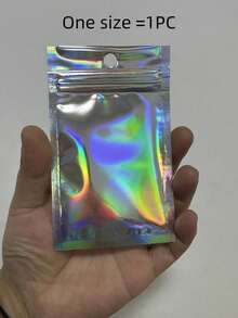 100/50/10pcs Cute Colorful Plastic Self-Sealing Aluminum Foil Bags, Holographic Packaging Bags, Reusable, Suitable For Food Storage, Jewelry Retail, Small Business, Gift Packaging, Christmas - View 8