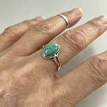 1pc Artificial Turquoise Women's Ring, Perfect For Parties And Birthdays, Exquisite Jewelry Gift For Girls - Silver - View 9