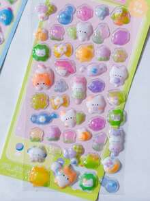 3D Cute Mini 3D Stickers, Decorative Stickers, Suitable For Phone Cases, DIY Notebooks, Scrapbooks, Planner Decoration - Multicolor - View 14