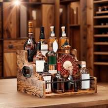 DZDSZQGST 3 Step Solid Wood Liquor Bottle Display Shelf, Coffee Syrup Rack Organizer, Countertop Liquor Wine Rack, Bar, Liquor Cabinet, Home Bar Shelf Stand For Liquor Whiskey, Spirits, Spice Rack - View 6