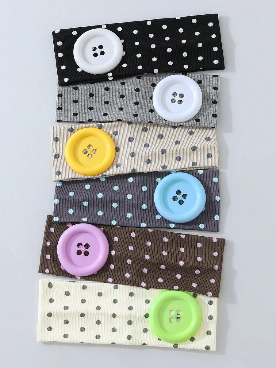 1 buah Bando Wanita Modis Motif Polkadot dengan Kancing Dopamin, Lembut, Anti Selip, Aksesori Rambut Elastis untuk Yoga dan Olahraga, Serbaguna untuk Pemakaian Sehari-hari dan Berbagai Acara - MultiWarna - View 1
