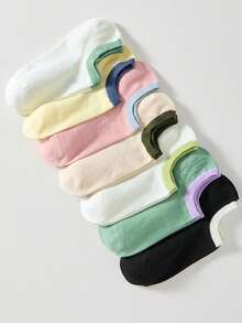 7 Pairs Women's Candy Color Invisible Socks, Green Socks Yellow Socks Pink Socks, Random Color - Multicolor - View 3