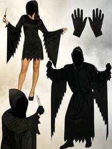 Adult Grim Reaper Halloween Costume, Suitable For Scream Party, Easter Ball, Horror Performance, Unisex Jumpsuit - Multicolor - View 1