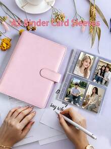 1Set Álbum de Colección de Tarjetas con Carpeta de Hojas Sueltas, Cuaderno de Fotos, Portada de PU A5 + 25 Piezas de Fundas Interiores de 4-Cuadrículas para Tarjetas de Fotos, Álbum Familiar de Boda y Aniversario, Álbum de Almacenamiento de Tarjetas Fotográficas para Organización y Colección de Tarjetas Intercambiables - Multicolor - Ver 4