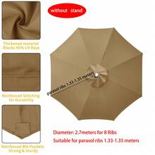 Khaki Roman Umbrella, Beach Umbrella, Sun Umbrella Replacement Fabric 1pc (Frame Not Included). Please Refer To Image Size Before Purchasing. - Khaki - View 12