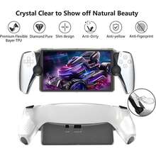 Clear Soft TPU Case For PlayStation Portal Remote Player, Built-In Kickstand, Ergonomic Anti-Slip Grip, Slim Shock-Absorbing Protective Cover, Transparent - View 8