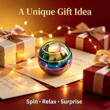 Rotating Sphere Fidget Gyro Ball, Pocket Sized Desktop Spin Toy, Quiet Smooth Rotation Focus Gadget, Stylish Hand Spinning Ornament, Premium Desk Accessory & Unique Gift For Adults - Multicolor - View 9