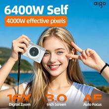 Kamera Digital Aigo D9ultra Beauty dengan Layar Putar 180 Derajat, Layar Definisi Tinggi 3,0 Inci, Piksel Interpolasi 6400W, Zoom Digital 16X, Autofokus AF Tekstur CCD, Kamera Tingkat Pemula - View 3