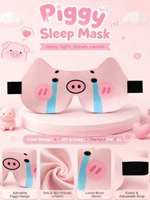 1PC Cute Pink Pig Sleep Mask For Students, Kawaii Cartoon Animal Eye Mask, Soft Eye Cover For Dorm Room And Travel - 3D MEYS - View 4