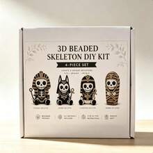 3D Beaded Skull DIY Kit 4pcs Cute Skull Pirate Skull Halloween Mini Skull Beaded Handmade Set Includes Full Accessories Beads Thread Detailed Instruction Manual Handmade Spooky Decor Adult Beginner Home Desktop Holiday Party Ornament DIY Art Craft - View 8