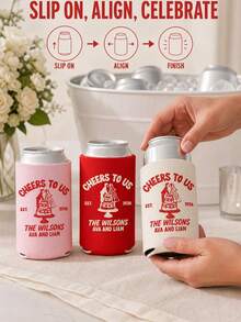 Personalized Wedding Can Coolers, Custom Text Can Sleeves For Reception Drinks, Bride And Groom Cake Design, Wedding Favors For Guests - Multicolor - View 3