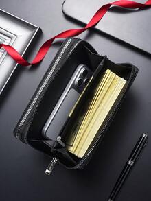Tas Clutch Bisnis Pria untuk Perjalanan, Dompet Panjang Lembut dengan Resleting, Tas Tangan Kapasitas Besar - MultiWarna - View 5
