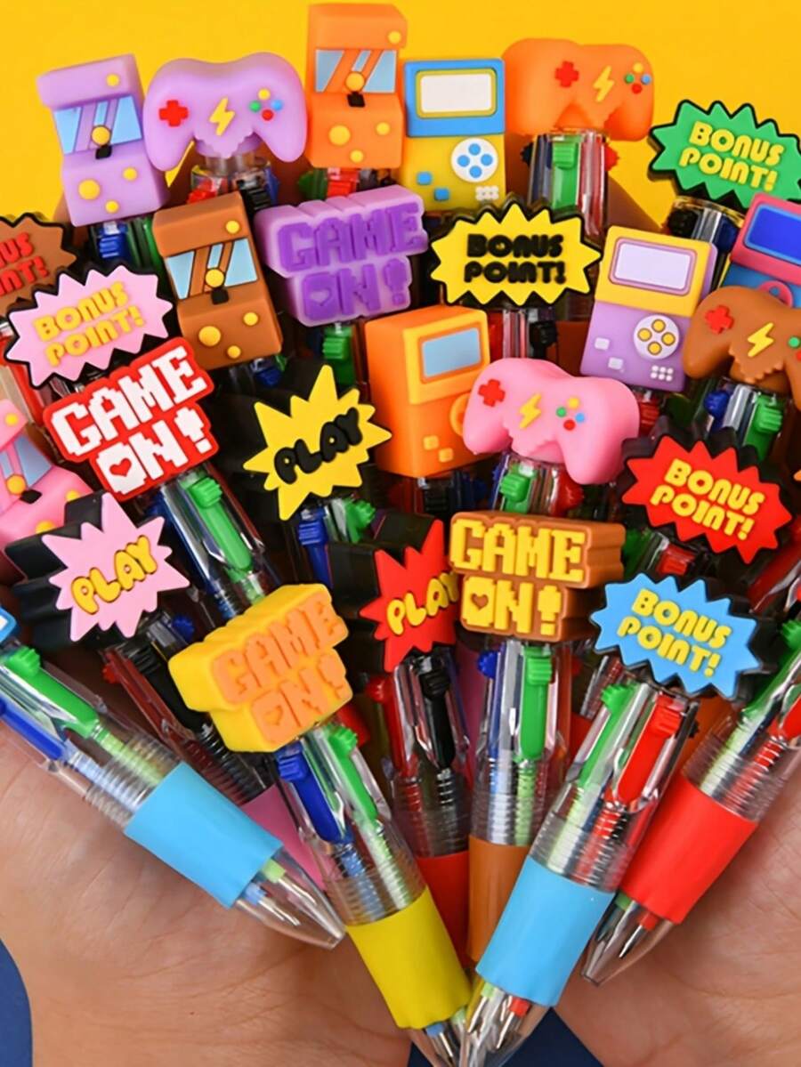 12/18 PCS Pulpen Berbentuk Konsol Game, Pulpen Acak dengan Gagang Kartun Lucu dan Berbagai Warna untuk Siswa, Hadiah Kelas, Kado Ulang Tahun, dan Perlengkapan Sekolah. - MultiWarna - View 1