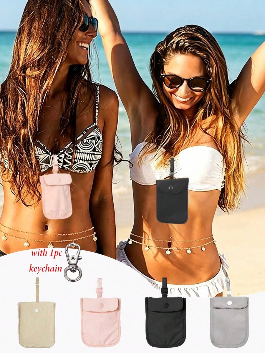 Women's Invisible Travel Underwear Wallet, RFID Anti-Theft Card Slot, Adjustable Elastic Anti-Drop Buckle, Can Store 6 Cards, Cash And Keys, For Travel - Multicolor - View 1