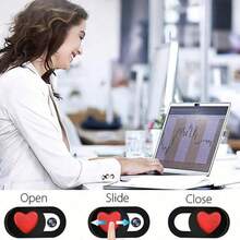 3pcs Red Heart-Shaped Webcam Covers For Phone And Computer Lenses, Waterproof, Shockproof, Anti-Scratch, Anti-Fingerprint, Full Coverage - Multicolor - View 3